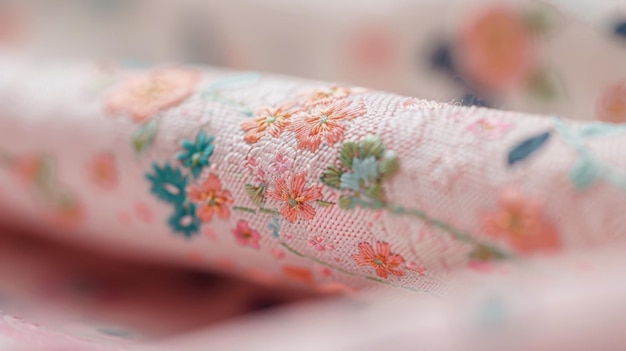 haftowany wzór na lnianym tle